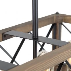 LNC Rectangle Rustic Kitchen Island Chandelier-5 Lights-Clearance Lighting