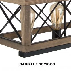 LNC Rectangle Rustic Kitchen Island Chandelier-5 Lights-Clearance Lighting