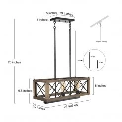 Google LNC Rectangle Chandelier, Industrial Farmhouse Chandelier Hot Sale