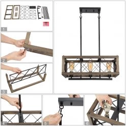 Lighting LNC Rectangle Chandelier, Industrial Farmhouse Chandelier-Open Box