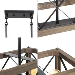 Lighting LNC Rectangle Chandelier, Industrial Farmhouse Chandelier-Open Box