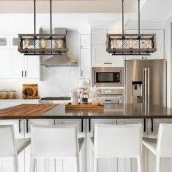 Google LNC Rectangle Chandelier, Industrial Farmhouse Chandelier Hot Sale