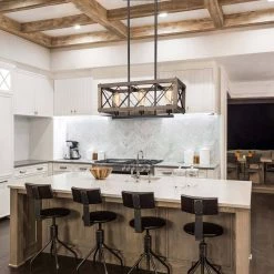 Lighting LNC Rectangle Chandelier, Industrial Farmhouse Chandelier-Open Box