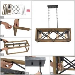 LNC Industrial Farmhouse Kitchen Island Chandelier-4 Lights