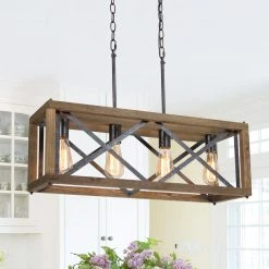 LNC Industrial Farmhouse Kitchen Island Chandelier-4 Lights