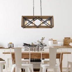 LNC Industrial Farmhouse Kitchen Island Chandelier-4 Lights