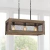 LNC Rectangle Chandelier, Kitchen Island Chandelier, Wood And Metal Chandelier-Clearance