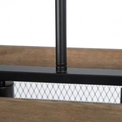 LNC Rectangle Chandelier, Kitchen Island Chandelier, Wood And Metal Chandelier-Clearance