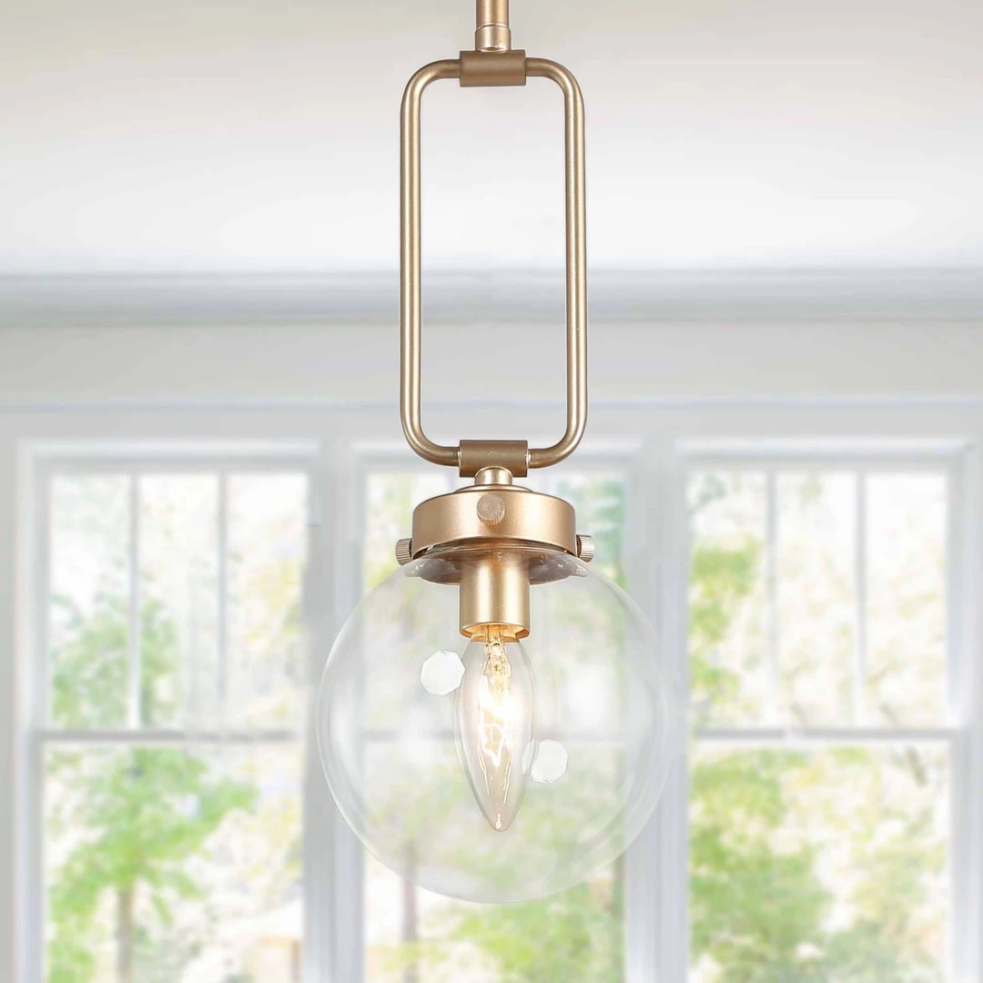 LNC Mini Globe Glass Gold Pendant - 1 Light 3 LNC Mini Globe Glass Gold Pendant - 1 Light