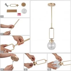 LNC Mini Globe Glass Gold Pendant - 1 Light 13 LNC Mini Globe Glass Gold Pendant - 1 Light
