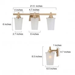 Hot Sale LNC Modern Gold Vanity Light With Glass Shades - 3 Lights