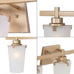 Hot Sale LNC Modern Gold Vanity Light With Glass Shades - 3 Lights