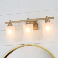 Hot Sale LNC Modern Gold Vanity Light With Glass Shades - 3 Lights
