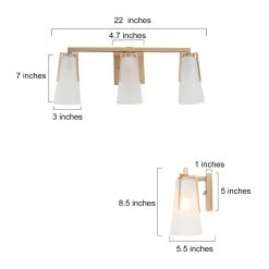 LNC Modern Gold Wall Lamp With Glass Shades - 3 Lights