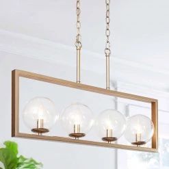 LNC Modern Gold Globe Glass Wide Chandelier - 4 Lights Hot Sale