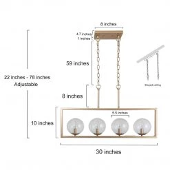 LNC Modern Gold Globe Glass Wide Chandelier - 4 Lights Hot Sale