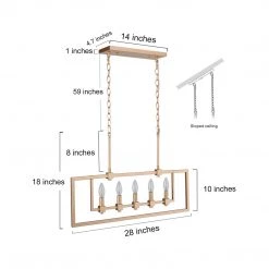 LNC Modern Gold Island Chandelier- 5 Lights