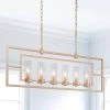 Modern Hot Sale LNC Gold Wide Kitchen Island Chandelier With Seeded Glass - 6 Lights 2 Modern Hot Sale LNC Gold Wide Kitchen Island Chandelier With Seeded Glass - 6 Lights