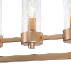 Modern Hot Sale LNC Gold Wide Kitchen Island Chandelier With Seeded Glass - 6 Lights