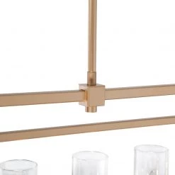 Modern Hot Sale LNC Gold Wide Kitchen Island Chandelier With Seeded Glass - 6 Lights