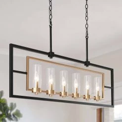 Modern LNC Wide Kitchen Island Chandelier- 6 Lights Lighting