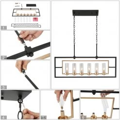 Modern LNC Wide Kitchen Island Chandelier- 6 Lights Lighting