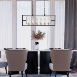 Modern LNC Wide Kitchen Island Chandelier- 6 Lights Lighting