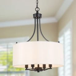 LNC Modern Cream White Chandelier-4 Lights