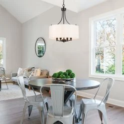 LNC Modern Cream White Chandelier-4 Lights