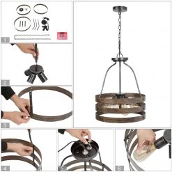 Hot Sale LNC Drum Mini Lantern Chandelier-4 Lights