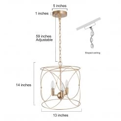 Modern LNC Gold Drum Pendant Light, Metal Drum Light