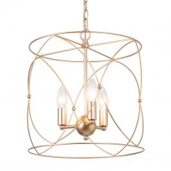 Modern LNC Gold Drum Pendant Light, Metal Drum Light