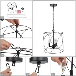 LNC Modern Drum Light, Black-3 Lights Modern Pendants