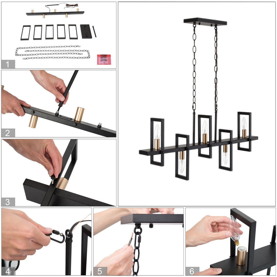 LNC Modern Beam Kitchen Island Chandelier-5 Lights 7 LNC Modern Beam Kitchen Island Chandelier-5 Lights