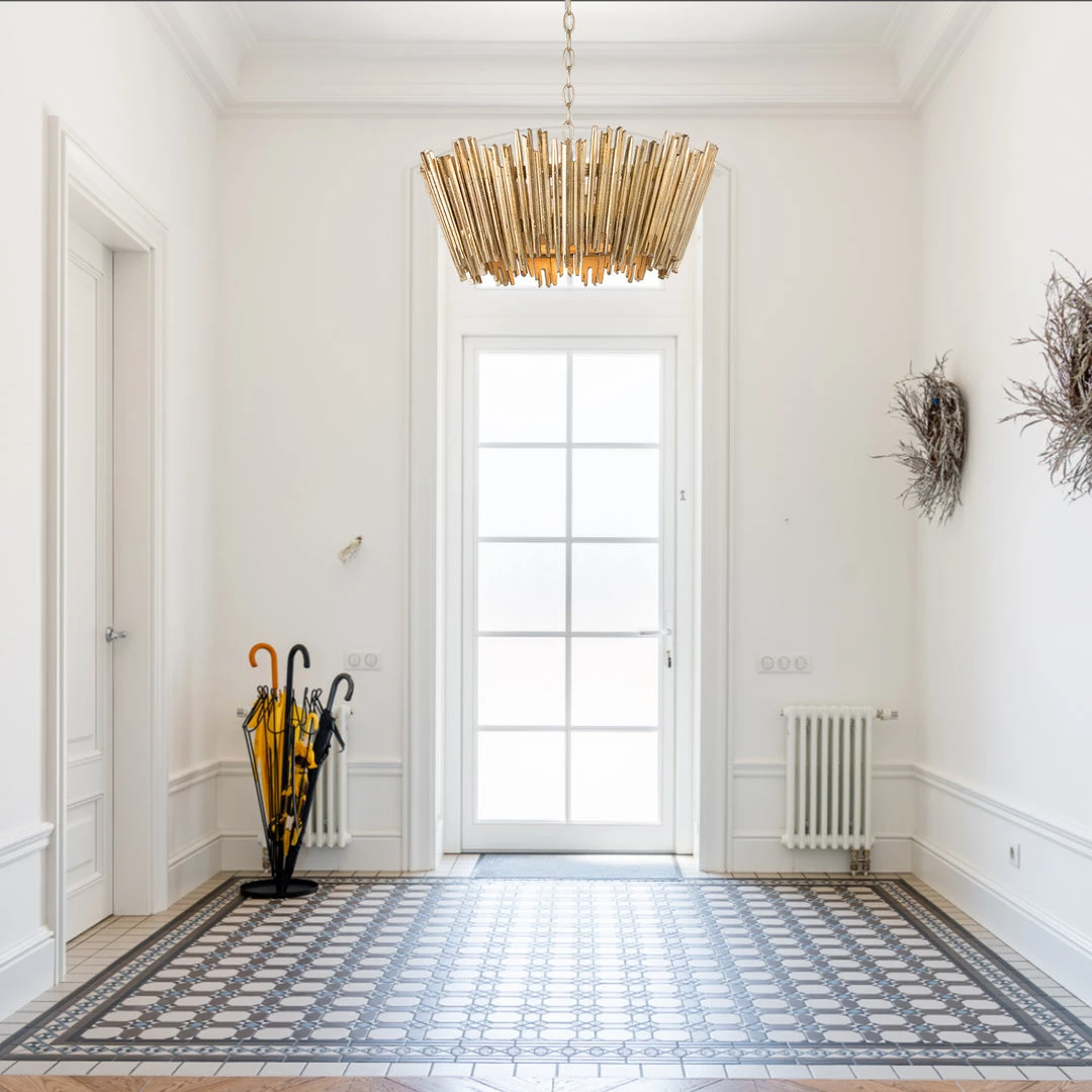 Lighting LNC Vintage Gold Modern Chandelier With Gold Stripes-3 Lights 6 Lighting LNC Vintage Gold Modern Chandelier With Gold Stripes-3 Lights