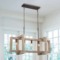 LNC Rectangle Farmhouse Kitchen Island Chandelier-4 Lights Hot Sale