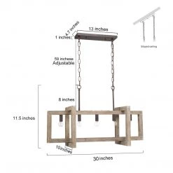 LNC Rectangle Farmhouse Kitchen Island Chandelier-4 Lights Hot Sale