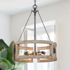 LNC Farmhouse Drum Chandelier-Clearance