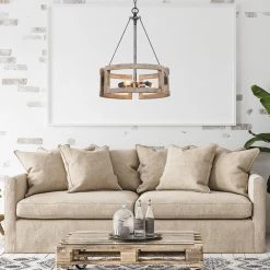 LNC Farmhouse Drum Chandelier-Clearance