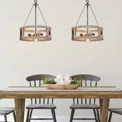 LNC Farmhouse Drum Chandelier-Clearance