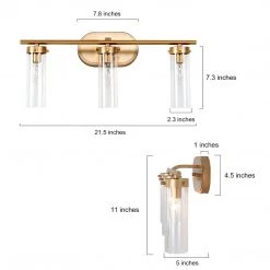 LNC Gold Vanity Light, 3 Light Vanity Light