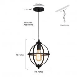 LNC Black Globe Pendant Light