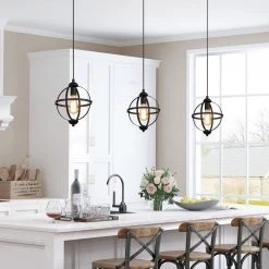 LNC Black Globe Pendant Light