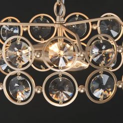 LNC Modern Gold Crystal Drum Chandelier-3 Lights 13 LNC Modern Gold Crystal Drum Chandelier-3 Lights