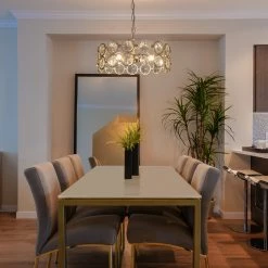 LNC Modern Gold Crystal Drum Chandelier-3 Lights