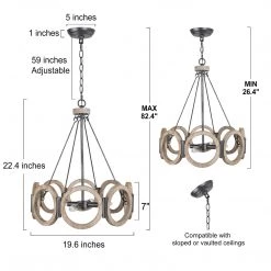 LNC Farmhouse Circle Chandelier -Bedroom & Kitchen Island-Open Box Lighting