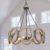 LNC Farmhouse Circle Chandelier -Bedroom & Kitchen Island-Open Box Lighting