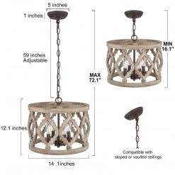 LNC Farmhouse Wood Lantern Light Open Box