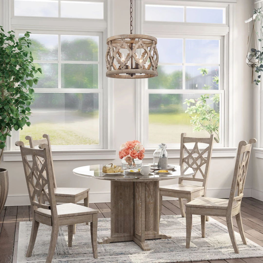 LNC Farmhouse Wood Lantern-4 Light 5 LNC Farmhouse Wood Lantern-4 Light