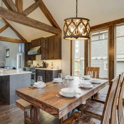 LNC Farmhouse Wood Lantern-4 Light